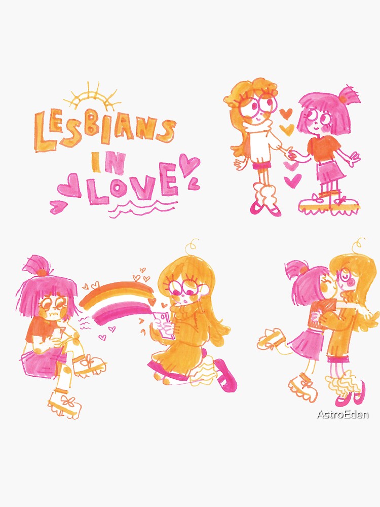 Thumbnail 3 of 3, Sticker, Lesbians in Love! designed and sold by AstroEden.