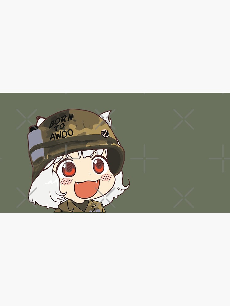 Awoo Anime girl big smile Army Military Born to Awoo with Peace