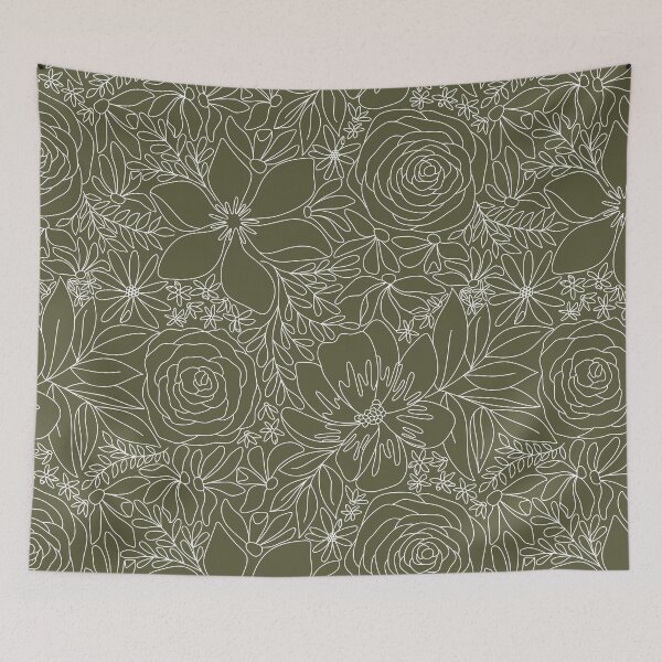 Item preview, Patrón de dibujo lineal floral designed and sold by littlescooter.