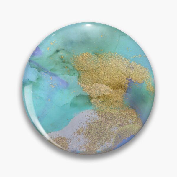 Item preview, Rich Earthy Abstract, Blue Watercolor | Crystal Watery Ocean | Gold Shimmer | Gold Flakes designed and sold by MiaDelelai.