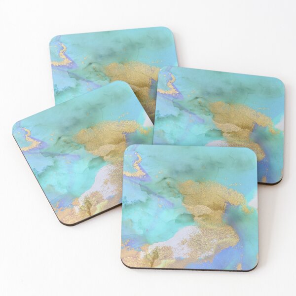 Item preview, Rich Earthy Abstract, Blue Watercolor | Crystal Watery Ocean | Gold Shimmer | Gold Flakes designed and sold by MiaDelelai.