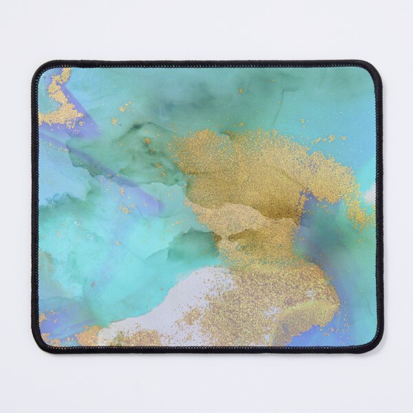 Item preview, Rich Earthy Abstract, Blue Watercolor | Crystal Watery Ocean | Gold Shimmer | Gold Flakes designed and sold by MiaDelelai.