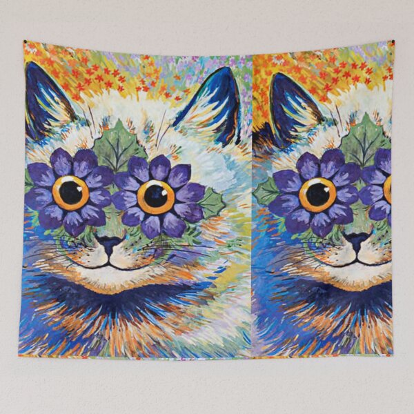 Item preview, Cat With Blue Petals” by Louis Wain | Louis Wain, Early 1900, Victorian cat art,  designed and sold by TeeARTHY.