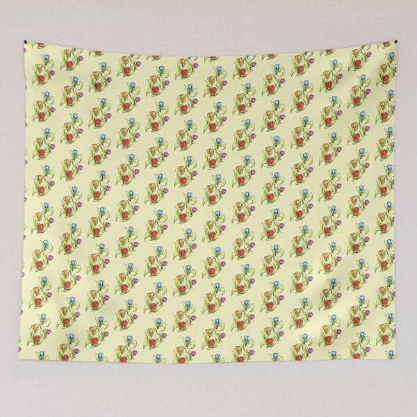 Item preview, bright tulips with pale yellow background designed and sold by DingbatDesigns.