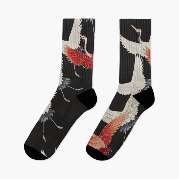 Item preview, Furisode Kimono Fabric Pattern Black with Cranes designed and sold by sewohayami.