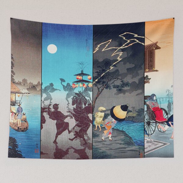 Item preview, Enjoying Evening Cool, Dance for Obon Festival, Thunderstorm at Tateishi, and Morning Haze,  designed and sold by RyanCaudell.