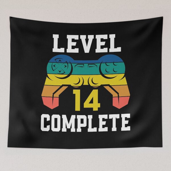 Artikelvorschau, Level 14 abgeschlossen, Retro-Videospieler 14. Geburtstag entworfen und verkauft von Fabvity.