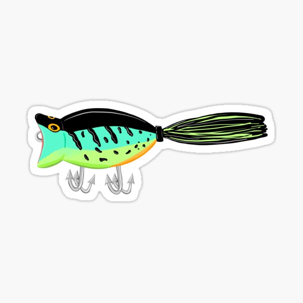 Fishing Lure Hula Popper Leapard Frog Yellow/White Skirt Sticker Sticker  for Sale by BlueSkyTheory