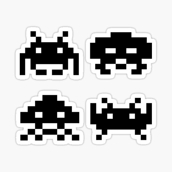 Envahisseurs de l'espace rétro pixélisé noir Sticker