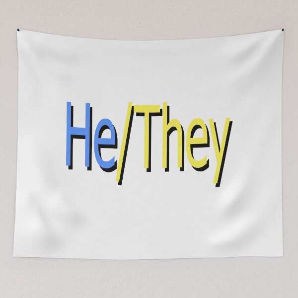 Item preview, He/They blue yellow designed and sold by ChicknDoodlSoup.