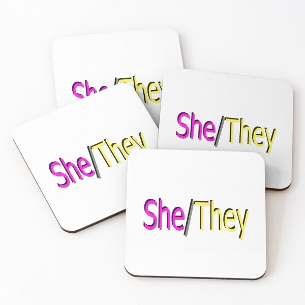 Item preview, She/They pink yellow designed and sold by ChicknDoodlSoup.