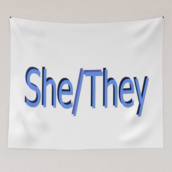 Item preview, She/They blue designed and sold by ChicknDoodlSoup.