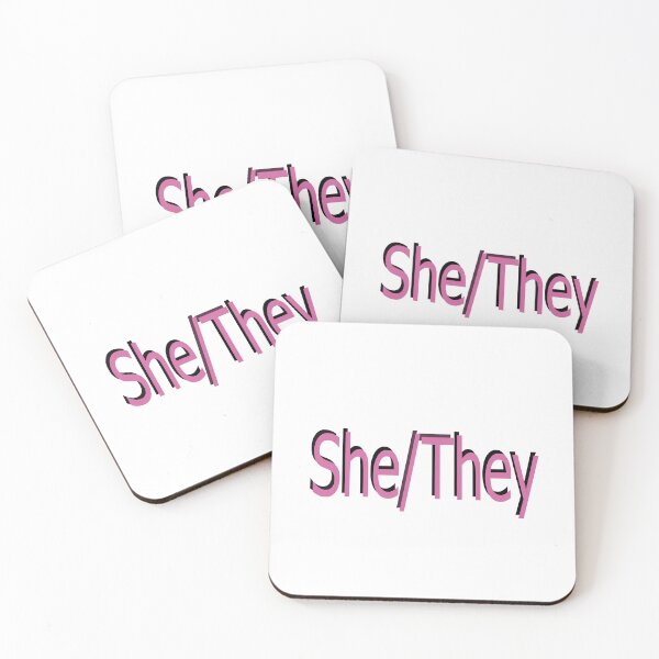 Item preview, She/They pink designed and sold by ChicknDoodlSoup.