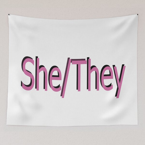 Item preview, She/They pink designed and sold by ChicknDoodlSoup.