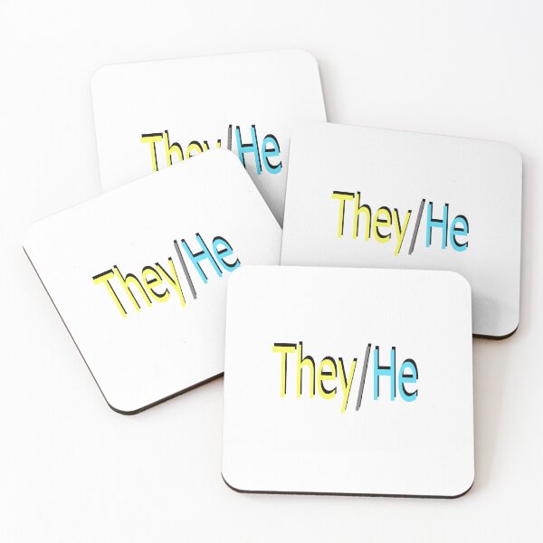 Item preview, They/He yellow blue designed and sold by ChicknDoodlSoup.