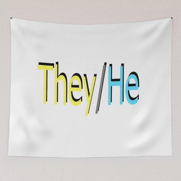 Item preview, They/He yellow blue designed and sold by ChicknDoodlSoup.