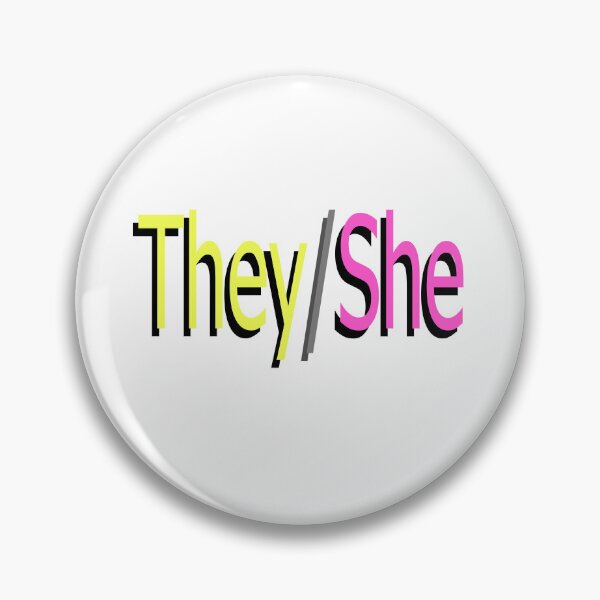 Item preview, They/She yellow pink designed and sold by ChicknDoodlSoup.