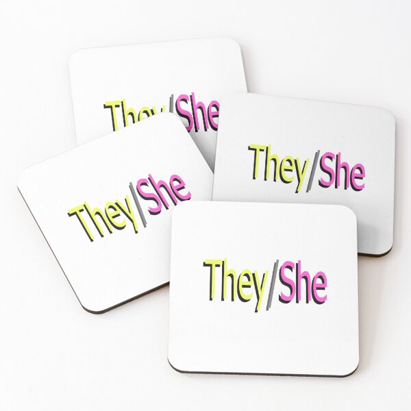 Item preview, They/She yellow pink designed and sold by ChicknDoodlSoup.
