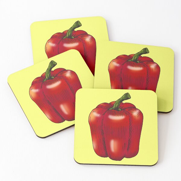 Item preview, Red Bell Pepper illustrations Are Looking Great on Pop Colored Background Design designed and sold by beddreams.