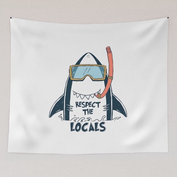 Item preview, Respect The Locals Shark Shirt, Shark designed and sold by graphic-genie.