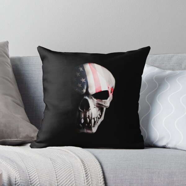 Patriot skull Throw Pillow