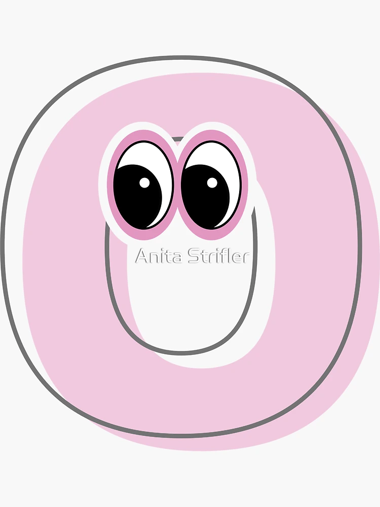Pink letter A with eyes Sticker for Sale by Anita Strifler