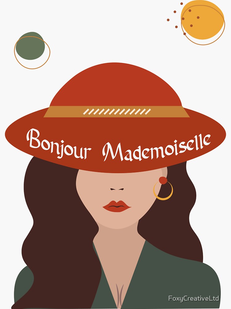 Thumbnail 3 of 3, Sticker, Bonjour Mademoiselle – French Woman in Red Lipstick Art Print designed and sold by FoxyCreativeLtd.