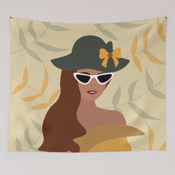 Item preview, Hermosa mujer en vestido amarillo – Ilustración de impresión de arte designed and sold by FoxyCreativeLtd.