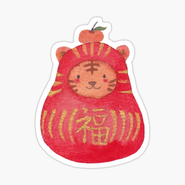 Tiger Daruma Sticker