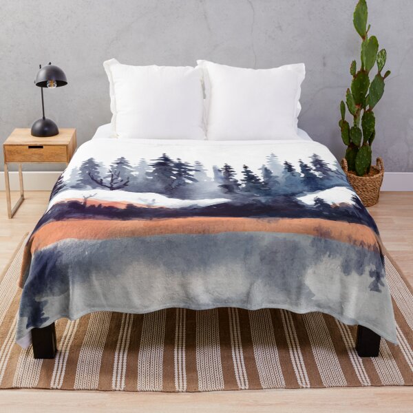 Item preview, Winter Landscape With Pine Trees And Snow Watercolor designed and sold by Yorda Creative.
