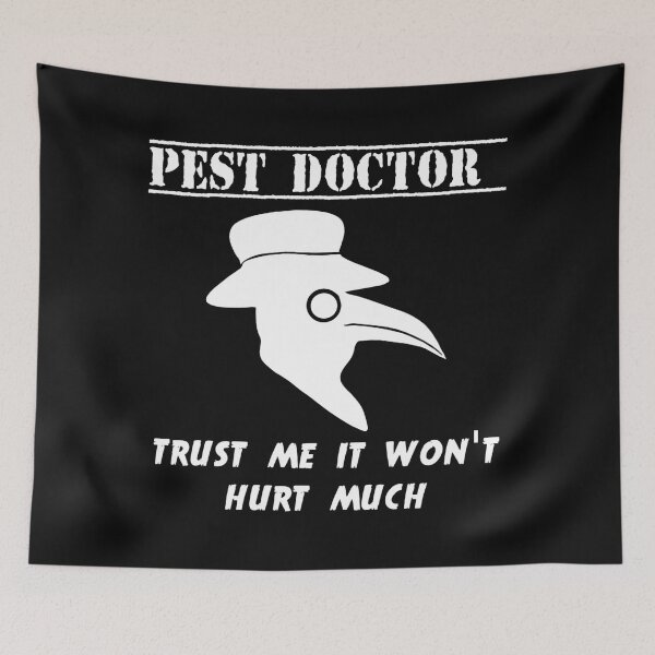 Item preview, plague doctor, trust me, it won't hurt much, funny doctor sayings, cool steampunk clothing designed and sold by Kirei-Lily.