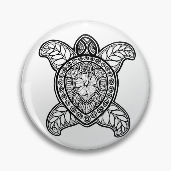 Artikelvorschau, Pasifika-Schildkröte - schwarz & weiß entworfen und verkauft von AprilAppleArt.