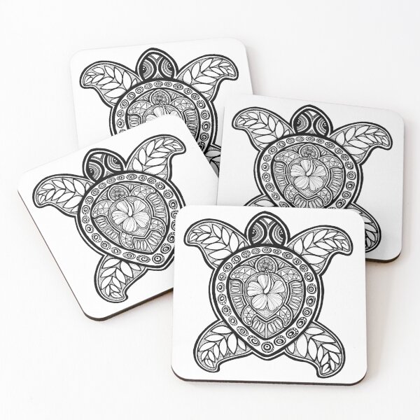 Item preview, Pasifika Turtle - black & white designed and sold by AprilAppleArt.