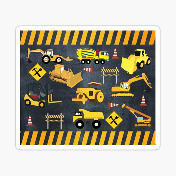 Construction Trucks Heavy Machinery Kids Boy Sticker