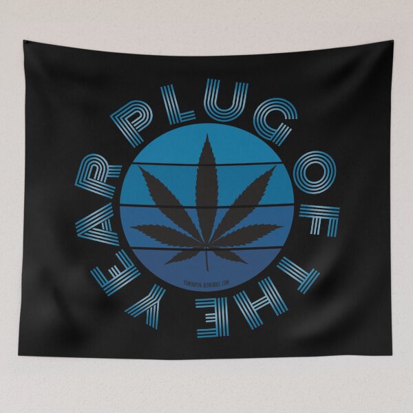 Item preview, Retro Vintage Sunset Blue Pot leaf-Plug of the year  designed and sold by YomeHayin.