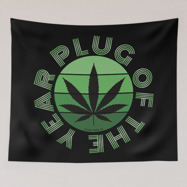 Item preview, Retro Vintage Sunset Green Pot leaf-Plug of the year  designed and sold by YomeHayin.