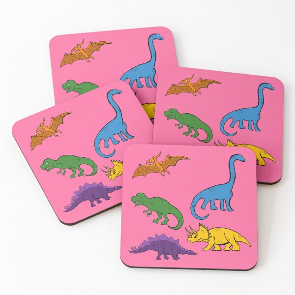 Item preview, Multicolor Dinosaur print pink designed and sold by DemonicGloom.