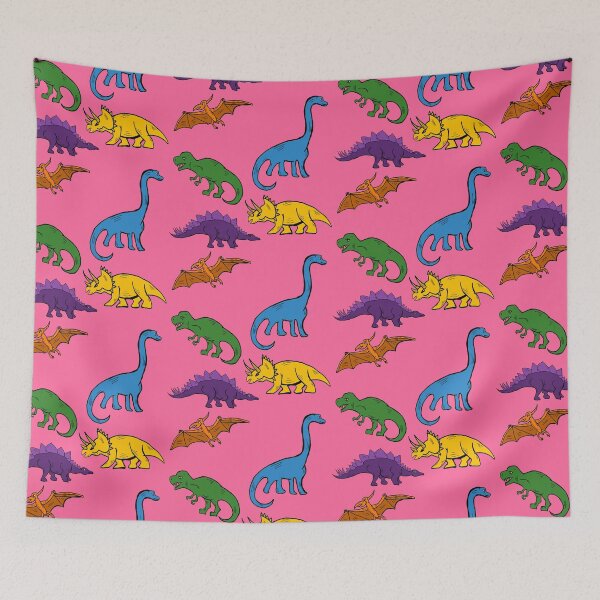 Item preview, Multicolor Dinosaur print pink designed and sold by DemonicGloom.
