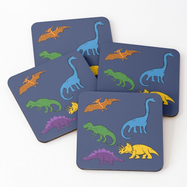 Item preview, Multicolor Dinosaur print Dark Blue designed and sold by DemonicGloom.