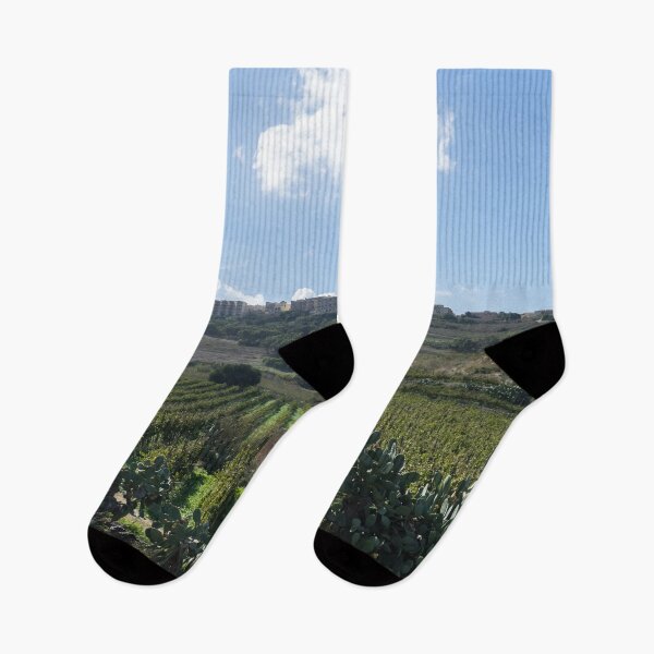 Item preview, Green and Rural Gozo - Farmfields Grapevines and Prickly Pear Cacti designed and sold by Georgia Mizuleva.