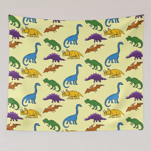 Item preview, Multicolor Dinosaur print light yellow designed and sold by DemonicGloom.