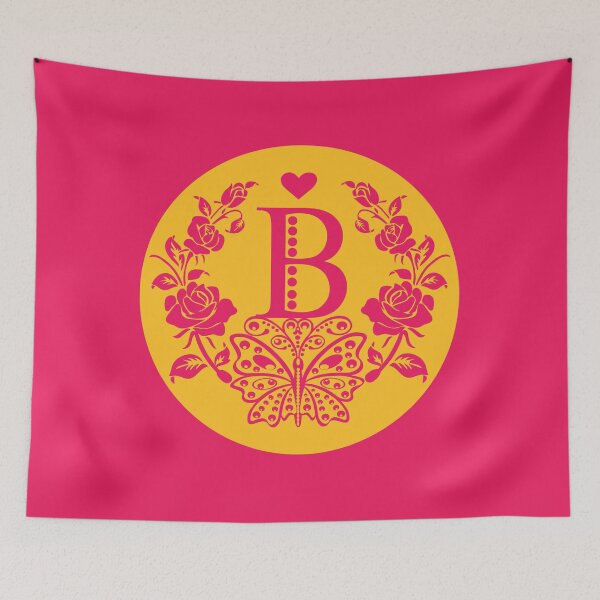 Item preview, Roses, Heart and Butterfly Monogram B designed and sold by ClownFishArts.