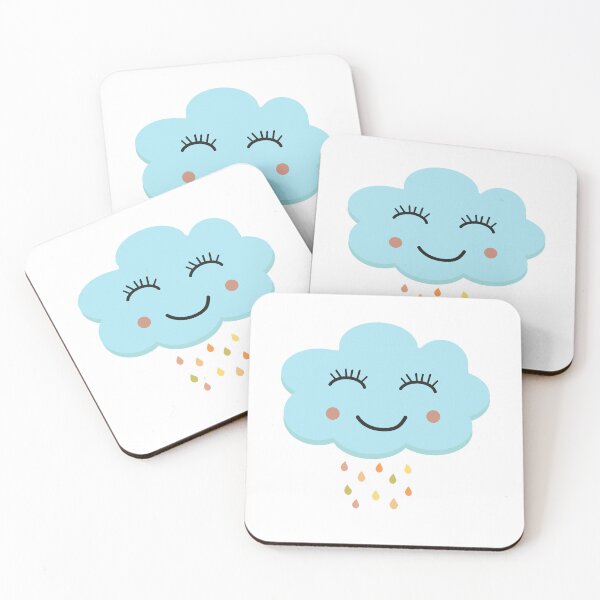 Item preview, Happy blushing blue cloud with rainbow raindrops  designed and sold by Yasminepatterns .