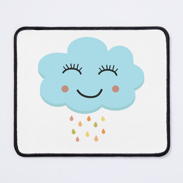 Item preview, Happy blushing blue cloud with rainbow raindrops  designed and sold by Yasminepatterns .