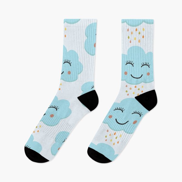 Item preview, Happy blushing blue cloud with rainbow raindrops  designed and sold by Yasminepatterns .