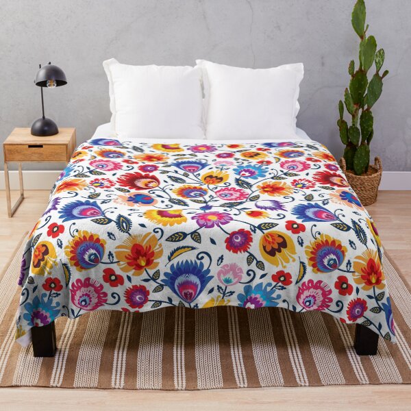 Item preview, Folklore flowers on beautiful classy white background designed and sold by FK-UK.