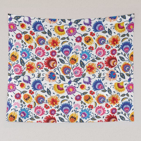 Item preview, Folklore flowers on beautiful classy white background designed and sold by FK-UK.