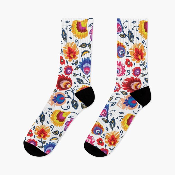 Item preview, Folklore flowers on beautiful classy white background designed and sold by FK-UK.