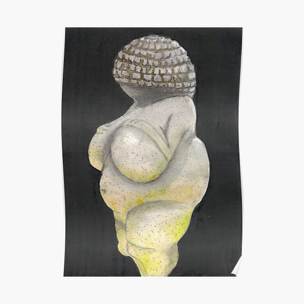 Goddess Statue Art Venus Woman of Willendorf With Moon Cycle Art Print Body Positive Wall Art Print Pagan Art Matte Card Stock Print