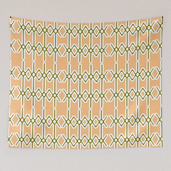 Aperçu de l'œuvre Line Graphic Two White and Khaki on Soft Orange 5748 créée et vendue par Art in My Loft.